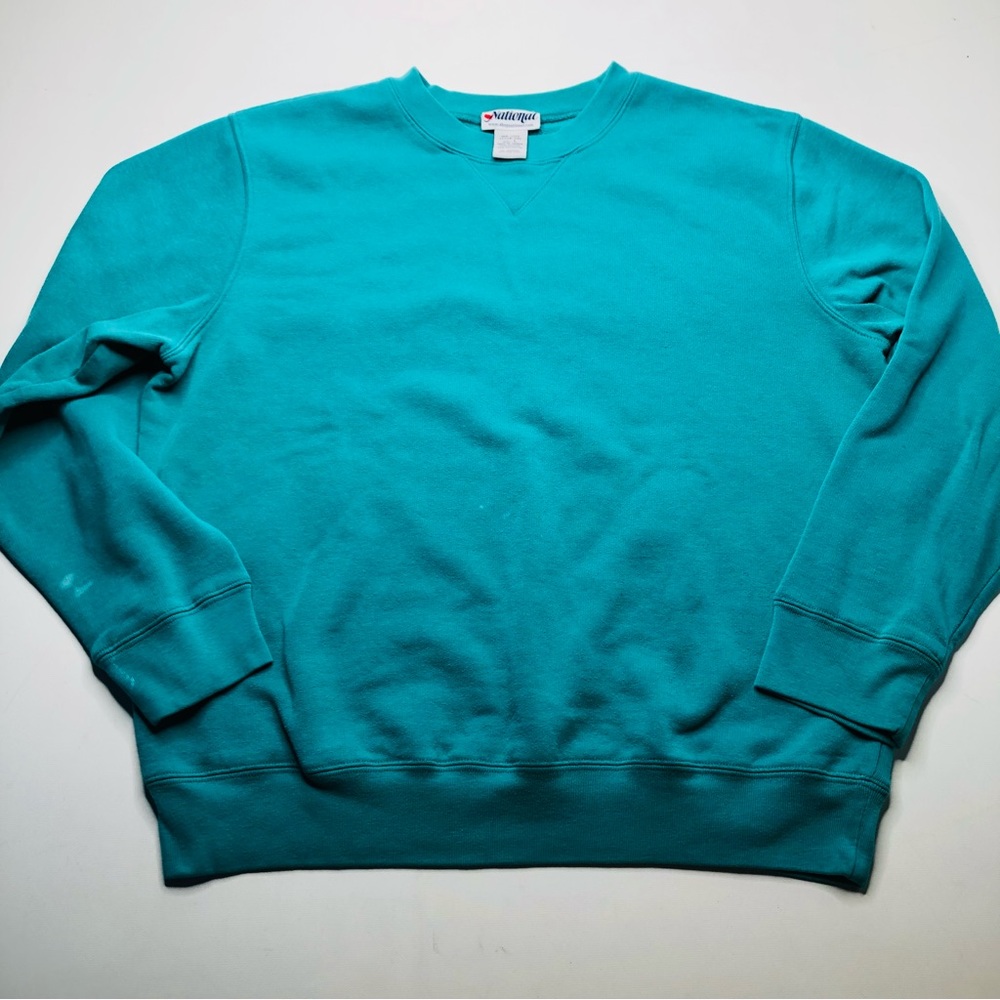 VTG 80s 90s Womens Pullover Sweater Crewneck Teal Classic Size Large Outerwear